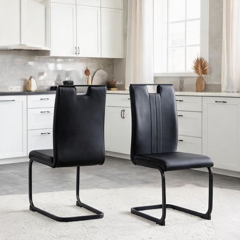 Chaises de salle à manger en PU noir design industriel moderne (1/5)