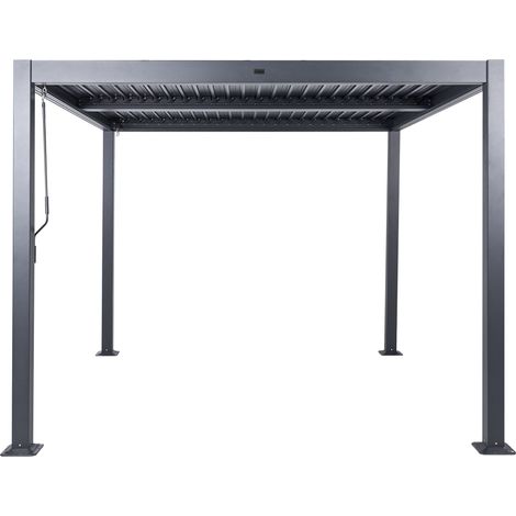 Garten Pergola Schwarz Aluminium mit Lamellendach Freistehend Wasserdicht Quadratisch Sonnenschutz Gartenausstattung Garten Terrasse Pavillon