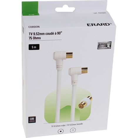 Erard - tv-kabel 9.52mm winkel 90° m/v + adapter tv 9 5m - 724501 - 3700117245017