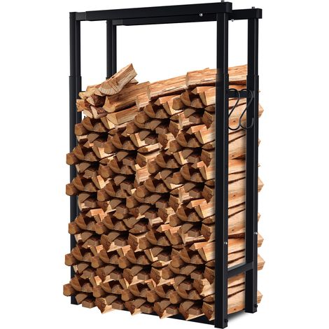 Randaco étagère à bois de cheminée aide à l’empilage 60-100 cm en métal pour salon rangement pour bois de chauffage (1/5)