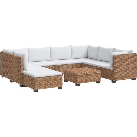 9 Stk. Rattan Lounge Set mit Kissen GENDT Naturrattan Natur vidaXL (1/5)