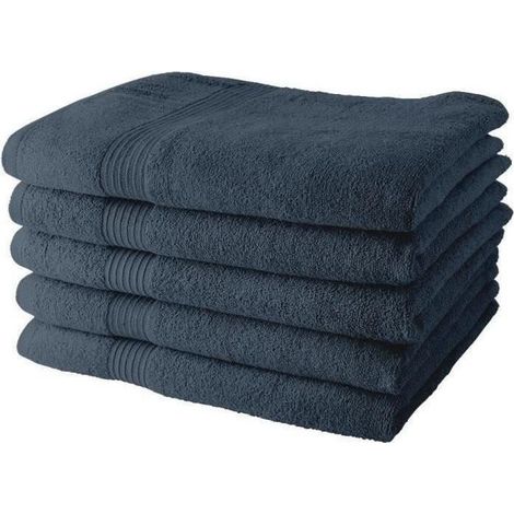 Lot de 5 Draps de Bain TODAY 70x130 cm 100% Coton - Denim