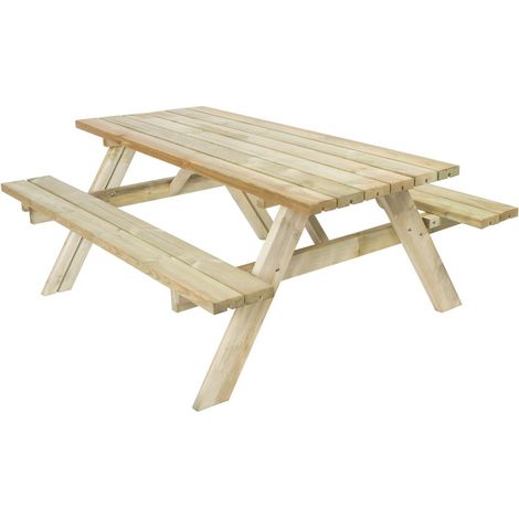Mesa Picnic Jardín Madera Tratada en Autoclave Strong 200 Exterior con 2 Bancos Abatibles 198x154x74 cm 8/10 Adultos Espesor 42 mm Normativa EN581 FSC THW (1/5)