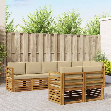 vidaXL Sofagarnituren 8 pcs Natur und Beige Massivholz Akazie (1/5)