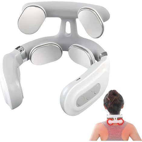 Masajeador de cuello eléctrico portátil multifunción, 6 modos de masaje, 16 niveles de intensidad, terapia de calor recargable por USB, alivio del dolor muscular para viajes en casa o oficina (1 pieza (1/5)