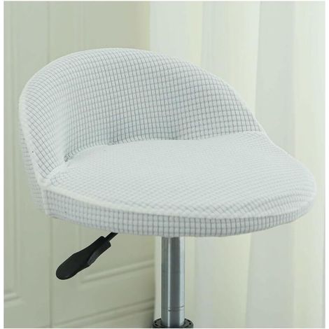 Runder Drehhockerbezug mit kleiner Rückenlehne, modernes, unregelmäßiges Monddesign, hoher Barhockerbezug, skandinavischer Küchenstuhlbezug, Esszimmerstuhlbezug, Weiß
