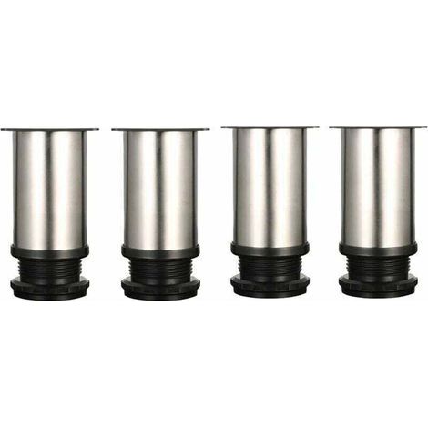 4 Pieds Réglables 8 cm De Hauteur Épaissir les pieds d'armoire Pieds de table Pieds de meubles, Acier inoxydable brossé, Hauteur réglable 0-15 mm Venez avec des vis en acier inoxydable (1/4)