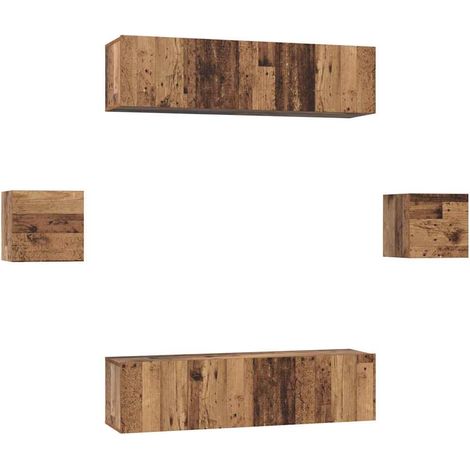 Maison Exclusive - TV-Schrankset Wandmontiert 6 pcs Altholz Holzw