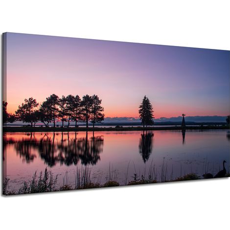 Leinwanddruck Sonnenuntergang über dem Wasser 120x70 cm