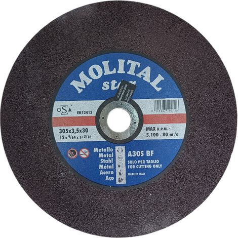 DISCO TAGLIO FERRO ACCIAIO 305mm DISCHI CENTRO PIANO MACCHINE FISSE STAR MOLITAL, "305x3,5x30"