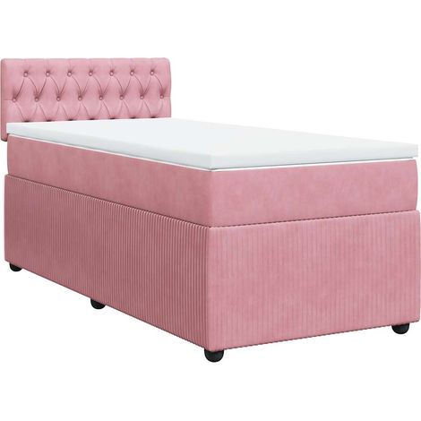Maison Exclusive - Sommier à lattes de lit avec matelas Rose 90x190 cm Velours