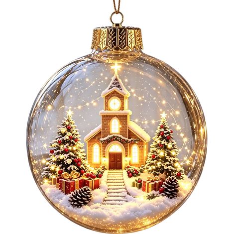 Boule de Noël lumineuse en acrylique, boule de cristal artisanale de style américain, décoration de Noël à suspendre pour la maison (1/5)