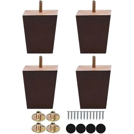 Pied de support carré incliné en chêne pour meuble, dimensions usinées : 8 cm (1/5)