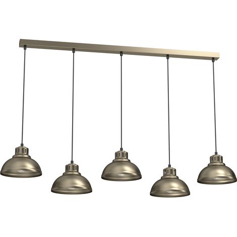 Suspension barre Luminex Sven 5xE27 125 cm or noir
