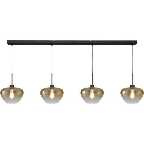 Suspension 4 lumières Genua noir avec verre doré Ø 29cm - 2971-05-05-160-4-29 (1/3)