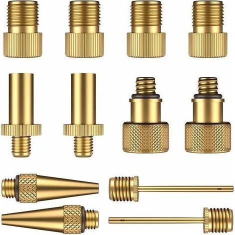12 adaptateurs pour valves, Cuivre pur, Compatibilité Presta Schrader Dunlop, Pour vélo pompe compresseur (1/3)