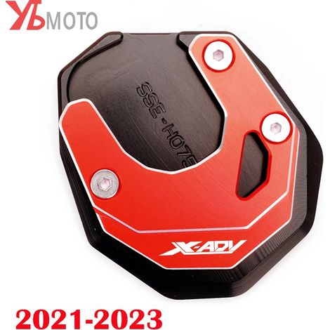 (2021-2024 rouge-A) Nouvelle plaque d'extension de support de pied CNC pour moto, béquille latérale élargie, compatible avec HONDA X ADV XADV 750 XADV750 2017 2018-2023 2021 2022 maxpower (1/4)