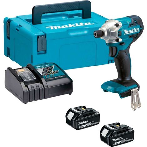 Makita Utensili - Avvitatore a impulsi a batteria 18V, 2x Li-Ion 5,0 Ah, caricabatterie DTD156RTJ (1/5)