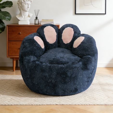 Sillón lounge decorativo de diseño inspirado en una pata, azul, tejido tipo flannelette (1/5)