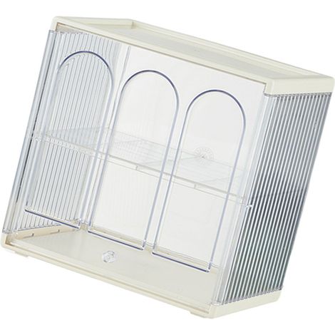 Organisateur de rangement pour tasses de bureau en plastique transparent, boîte de rangement pour tasses à eau et à café, blanc laiteux (1/5)