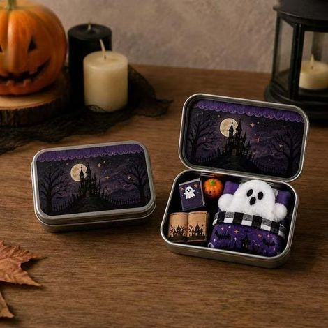 Fun and portable new Halloween Ghost Tin Box Set - Halloween Ghost Tin Box - D -
