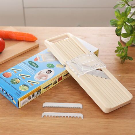 Trancheuse à mandoline japonaise BN-1 avec trois lames interchangeables en acier inoxydable, ivoire, coupe-légumes, éplucheur, acier inoxydable, blanc cassé (1/3)