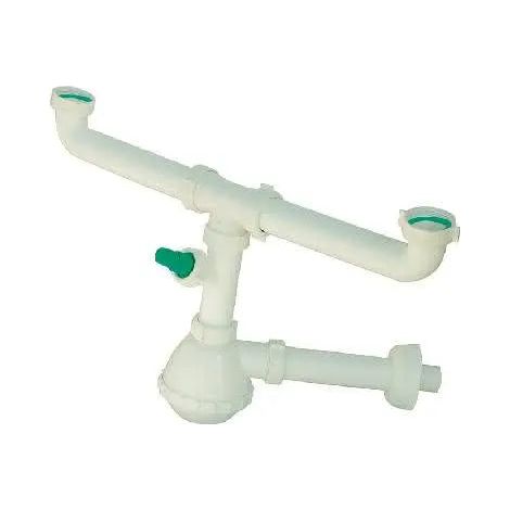 Sifone 2 Vie Per Lavello Inox Senza Pilette Con Attacco Lavatrice (1/2)