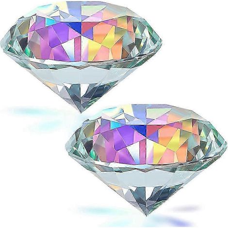 Lot de 2 presse-papiers en cristal facetté arc-en-ciel, 50 mm (2 pouces), couleur AB, pour la décoration de la maison ou du bureau et les cadeaux de mariage. (1/5)