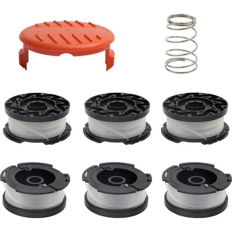 Lot de 6 bobines de fil A6481 A6485 pour coupe-bordures Black & Decker STC1820CM STC1820PC STC1820EPC STC1840EPC ST5530 ST1823 GLC1823L20 (lot de 6 + (1/5)