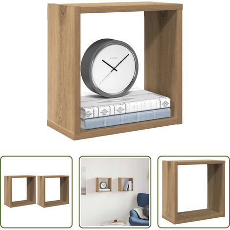 Rangement murale - Étagères cube murales 2 pcs chêne artisanal bois ingénierie (1/5)