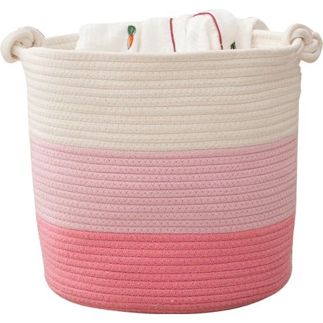 Panier de rangement pour articles de bébé, panier à linge avec poignée, rose