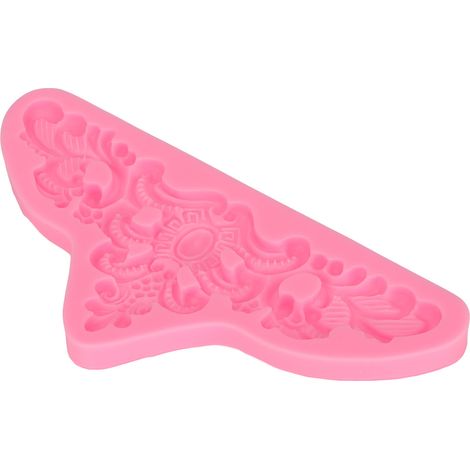 Moules en silicone à motifs en relief, démoulage facile, résistants à la chaleur, flexibles et inodores, avec bordure en dentelle pour gâteaux faits maison. (1/5)