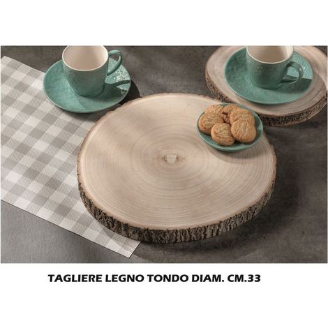Ad Trend Tagliere in Legno Rotondo D 33 Cm