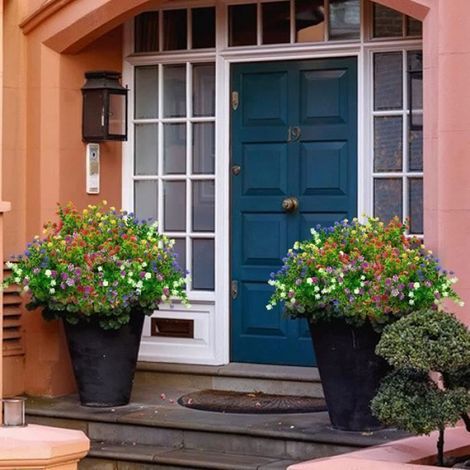 Fleur Artificielle Exterieur - Fausse Fleur-6Pcs,Plastique,Résistantes aux UV-Arbustes Plantes Décoration Jardin Balcon Jardinière (1/4)