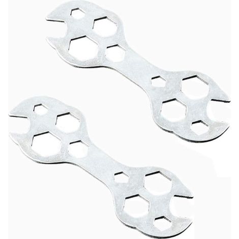 2-teiliges Fahrrad-Reparatur-Werkzeug-Set, Montagewerkzeug, Multifunktionsschlüssel, universelle Wartung, tragbar, handlich, Silber (1/5)