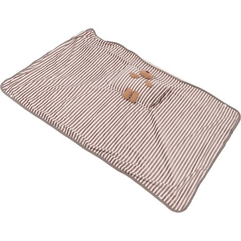 Couverture Chauffante USB 5V Portable Lavable, Couverture Électrique en Polyester avec Thermostat, Motif Ours Rayé Café, Chauffeuse Douce pour Maison (1/5)