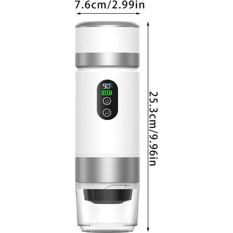 Machine à café expresso portable–20 bars, écran tactile, batterie 7500mAh–150 ml capacité-pour camping, voyage et bureau – blanc (1/4)