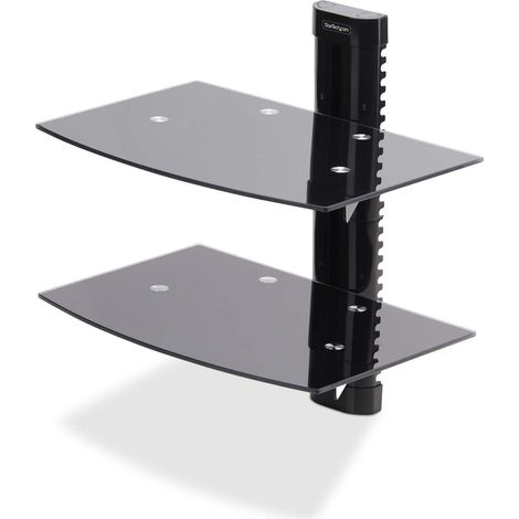 Double Étagère AV Murale Verre Trempé, Hauteur Ajustable sous TV (1/5)