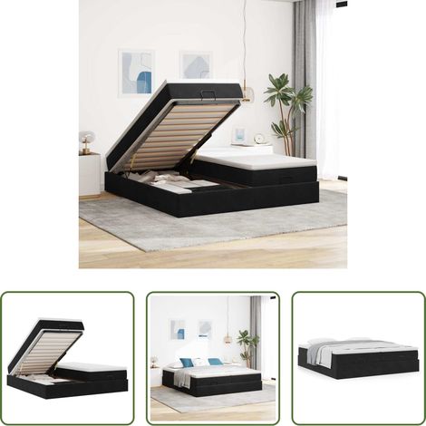 Matratze - Ottoman-Bett mit Matratzen Schwarz 160x200 cm Samt (1/5)