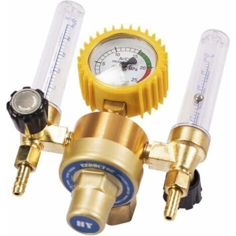Réducteur de pression CO2 pour soudage MIG et TIG, débitmètre à bulles avec manomètre double tube, régulateur de gaz haute précision pour applications industrielles et professionnelles