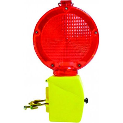 LAMPADA STRADALE LAMPEGGIANTE DA CANTIERE ROSSA CREPUSCOLARE A BATTERIA 6V EXCEL (1/2)