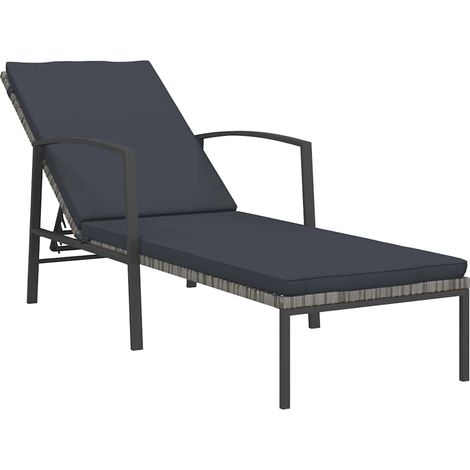 Maison Exclusive - Sonnenliege mit Auflage Poly Rattan Grau (1/5)