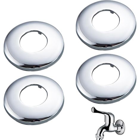Grifo mezclador de ducha de acero inoxidable con roseta (3/4), Ø 27 mm x Ø 69 mm x altura 8 mm (4 unidades), embellecedor para grifo de ducha y grifos de pared de agua caliente y fría. (1/5)