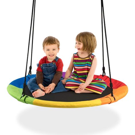 Goplus – Balançoire nid d’oiseau ronde 100 cm – Hauteur réglable 100-160 cm – Charge max 150 kg – Tissu Oxford résistant – Pour intérieur et extérieur