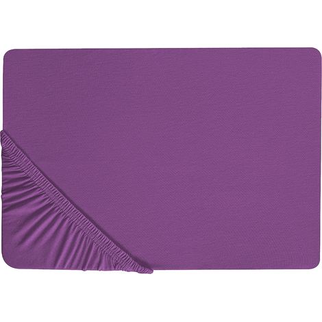Sábana de algodón violeta 160 x 200 cm ajustable bordes elásticos sólido Janbu