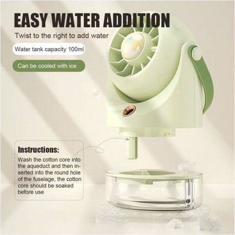 Ventilateur de bureau, mini climatiseur portable avec brumisateur, rafraîchisseur d'air, chargement USB, idéal pour le camping et (1/5)
