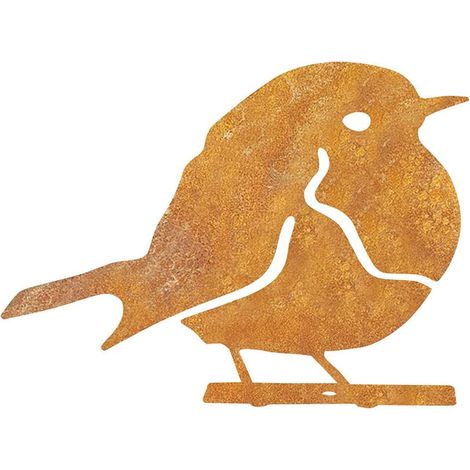 Illustrazione di un uccello da giardino, decorazione in metallo (ruggine).