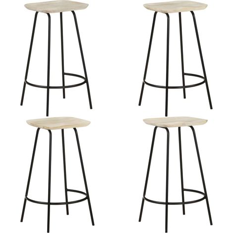 Lot de 4 Tabourets de bar,Chaises hautes de bar luxueuses bois de manguier massif -74714 (1/5)