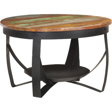 Table basse Table d'appoint pour Salon Chambre - Ø68x43 cm Bois de récupération massif BV941338 - BonneVie (1/5)