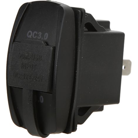 Chargeur de voiture universel noir à clapet double USB de style professionnel avec port de charge rapide QC3.0 et rétroéclairage LED (1/5)